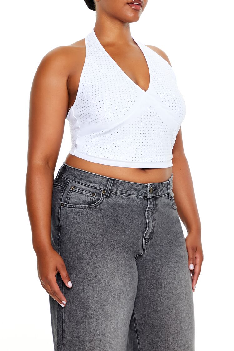 Plus Size Rhinestone Halter Top | Forever 21 US