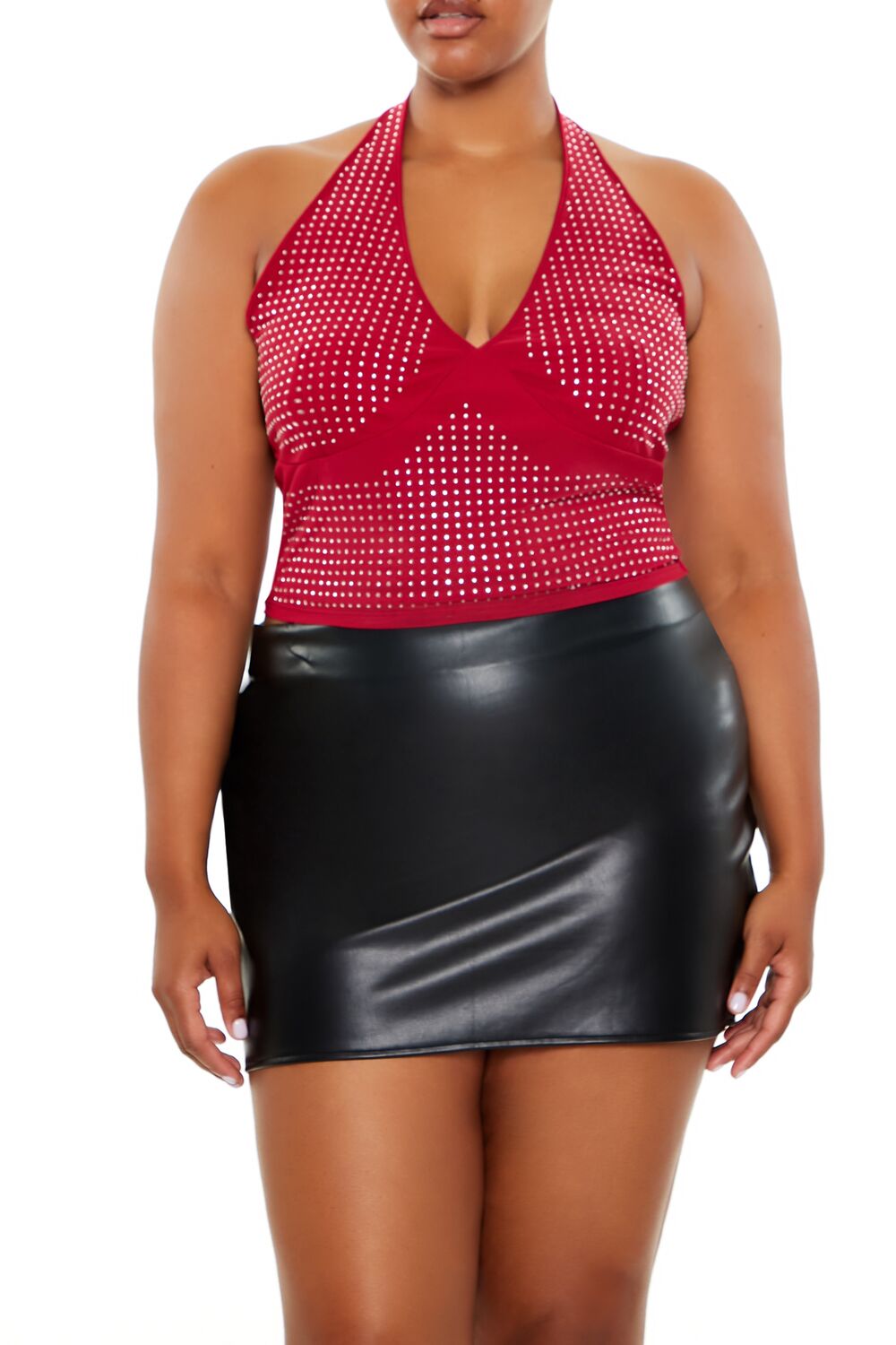 Plus Size Rhinestone Halter Top | Forever 21 US
