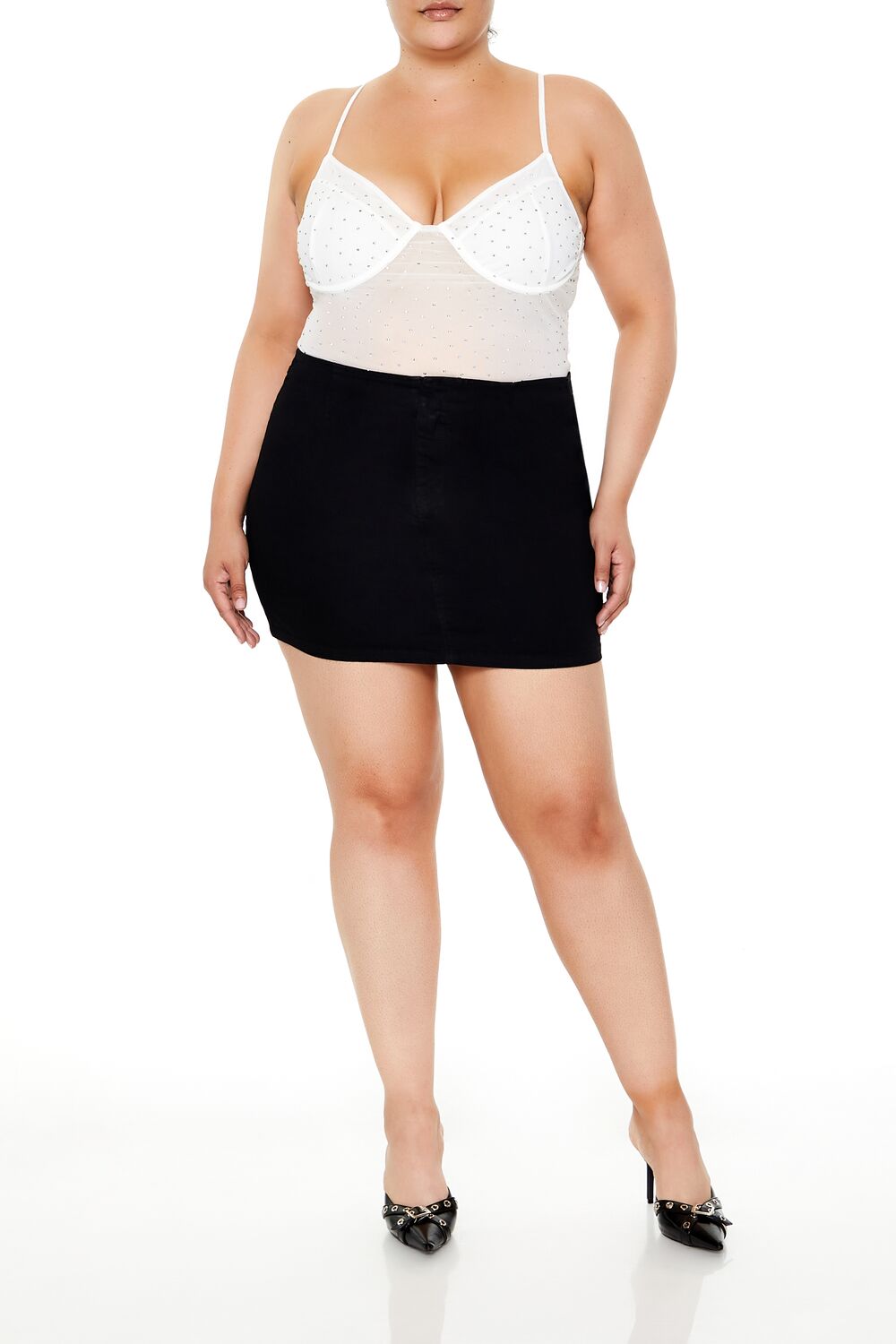 Plus Size Rhinestone Mesh Bodysuit | Forever 21 outlet