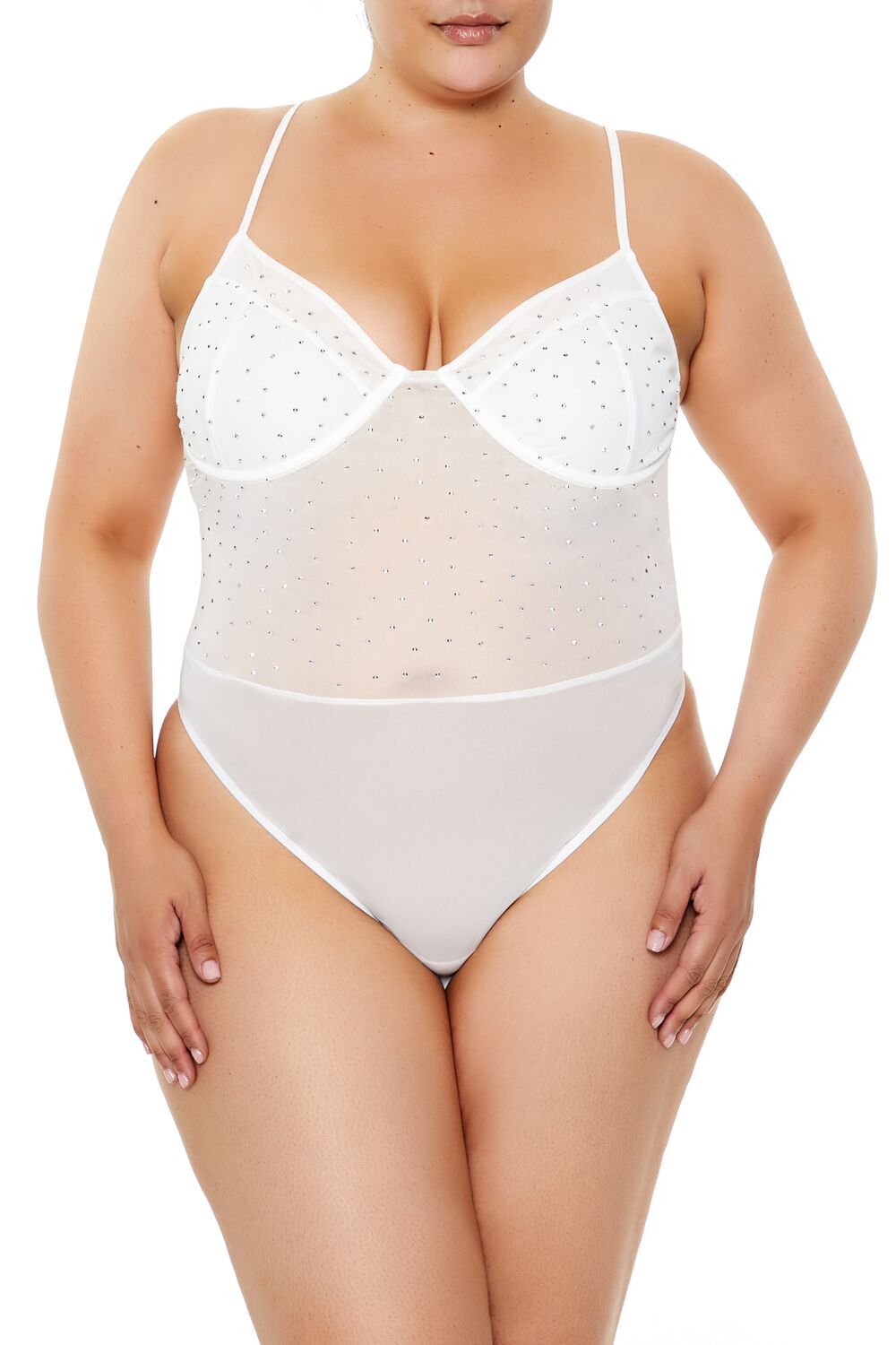 Plus Size Rhinestone Mesh Bodysuit | Forever 21 outlet