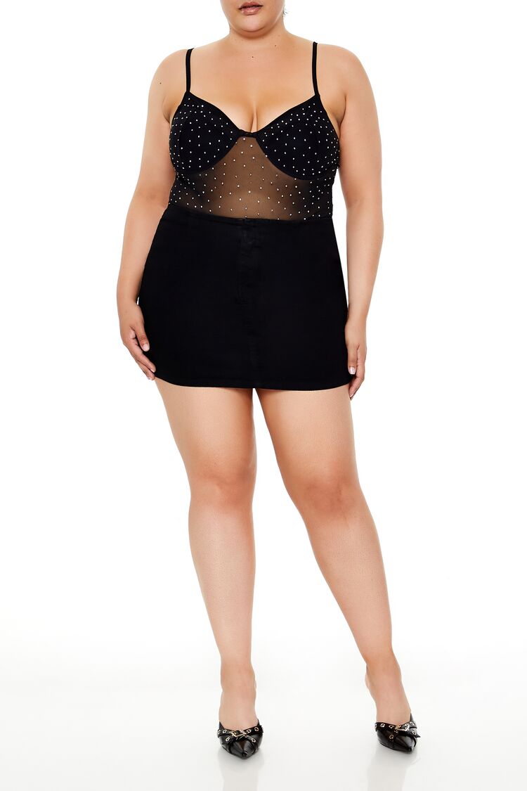 Plus Size Rhinestone Mesh Bodysuit | Forever 21 outlet