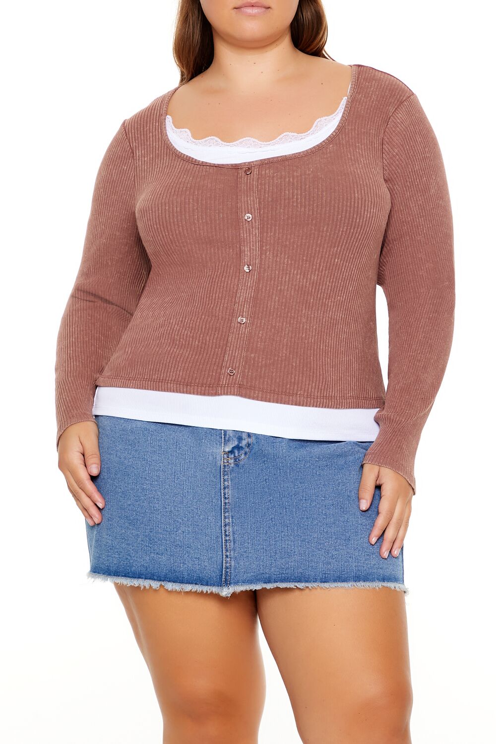 Plus Size Ribbed Henley Top | Forever 21 online