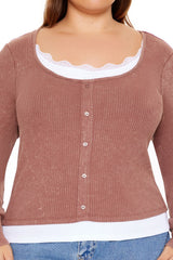 Plus Size Ribbed Henley Top | Forever 21 online