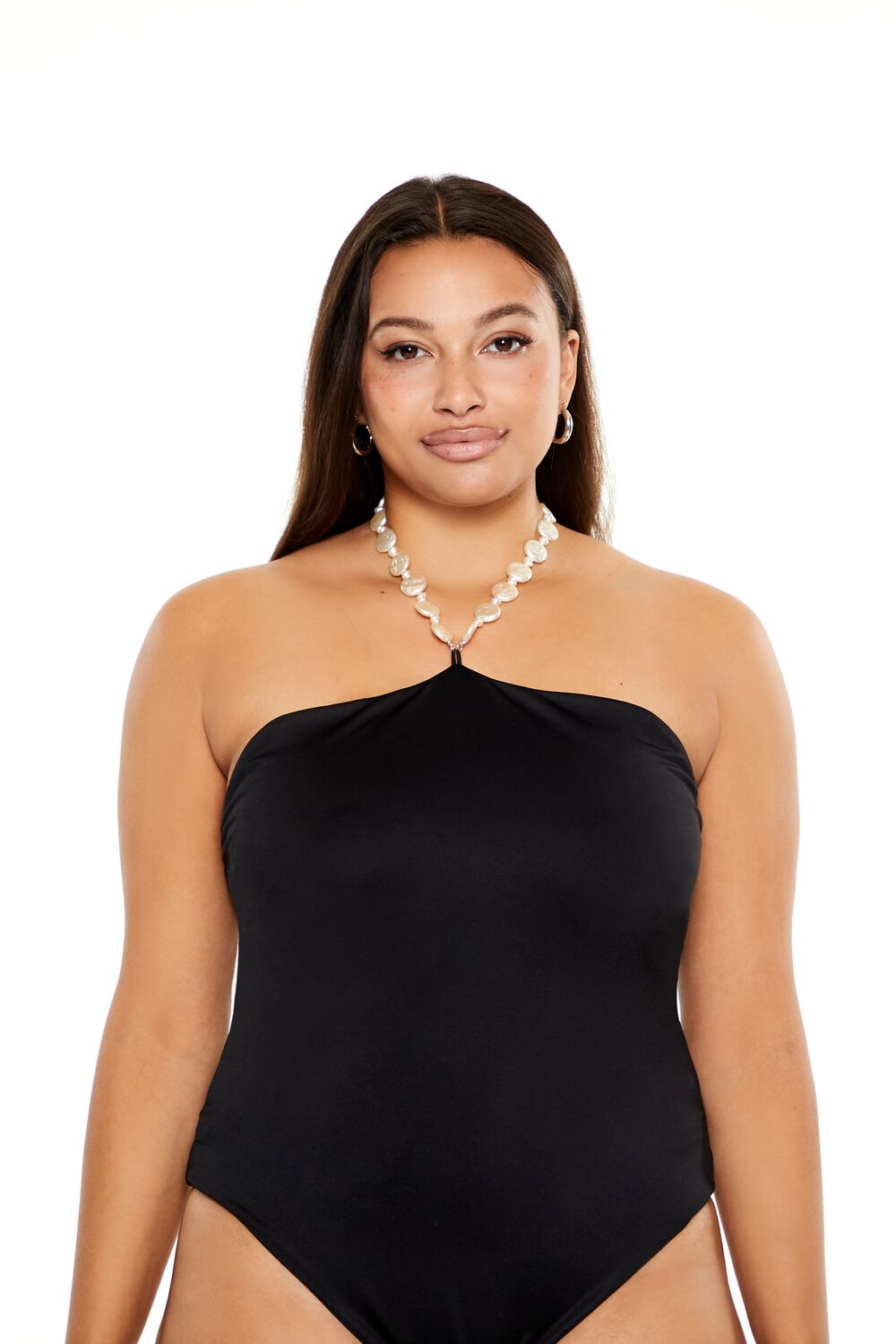 Plus Size Faux Pearl Halter Bodysuit | Forever 21 US