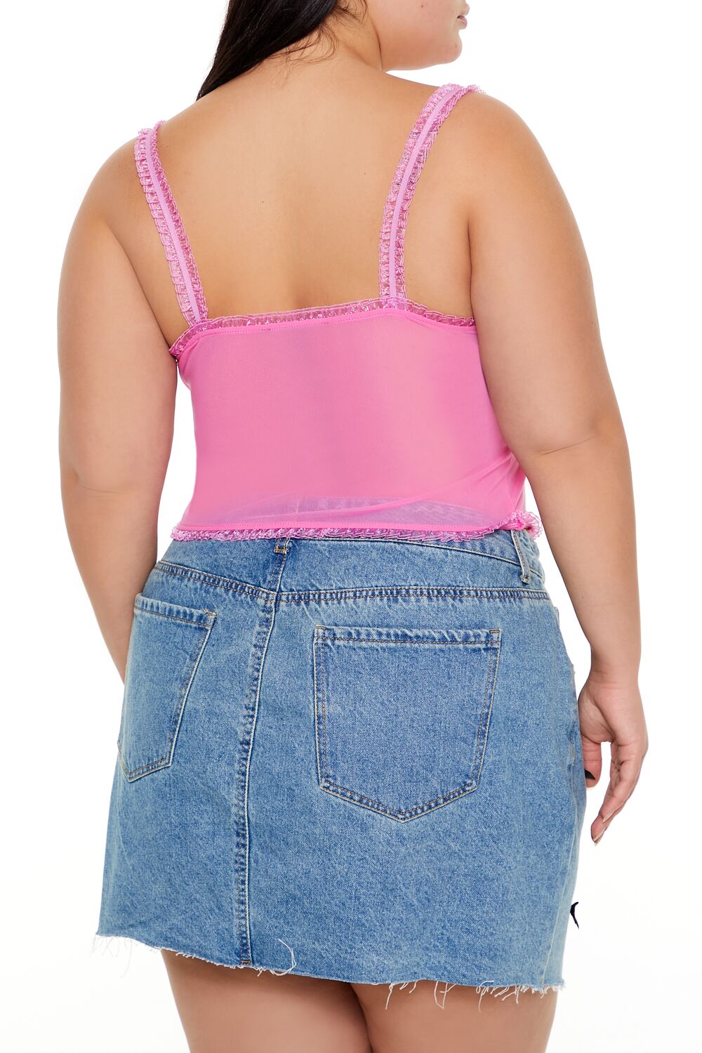 Plus Size Mesh Ruffle-Trim Cami | Forever 21 US