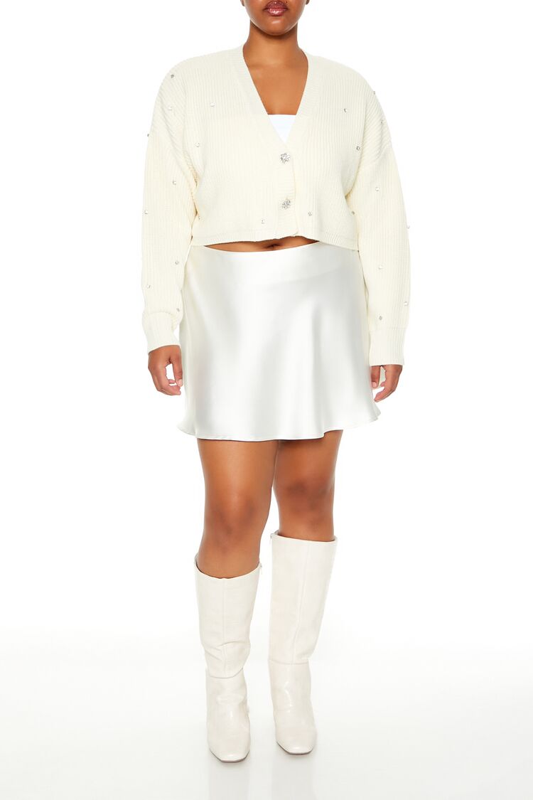 Plus Size Rhinestone Cardigan Sweater | Forever 21 US
