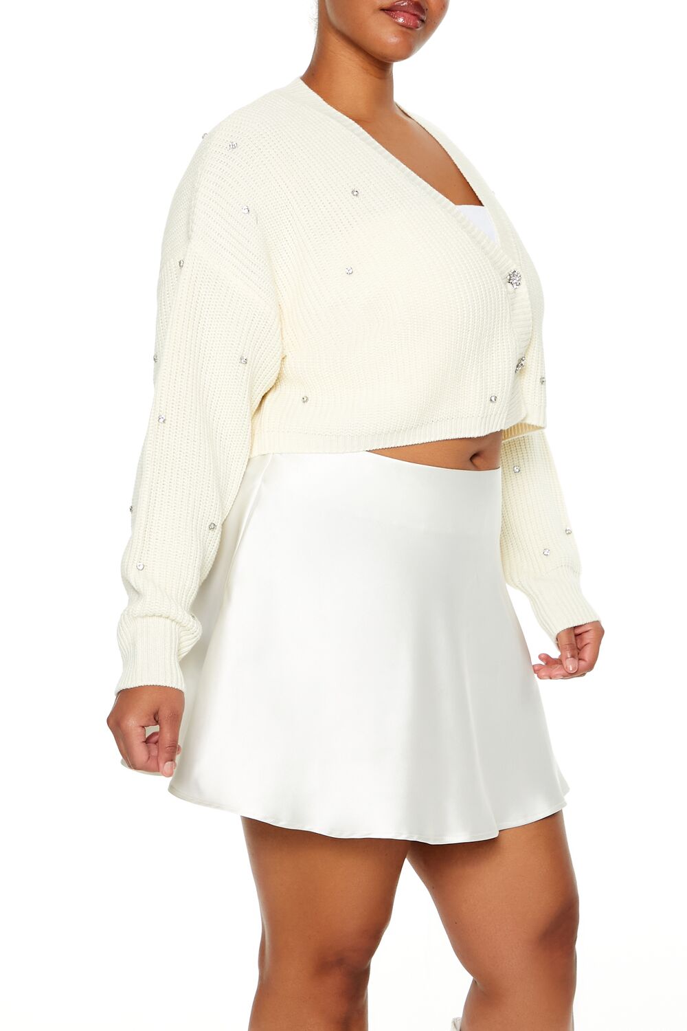 Plus Size Rhinestone Cardigan Sweater | Forever 21 US