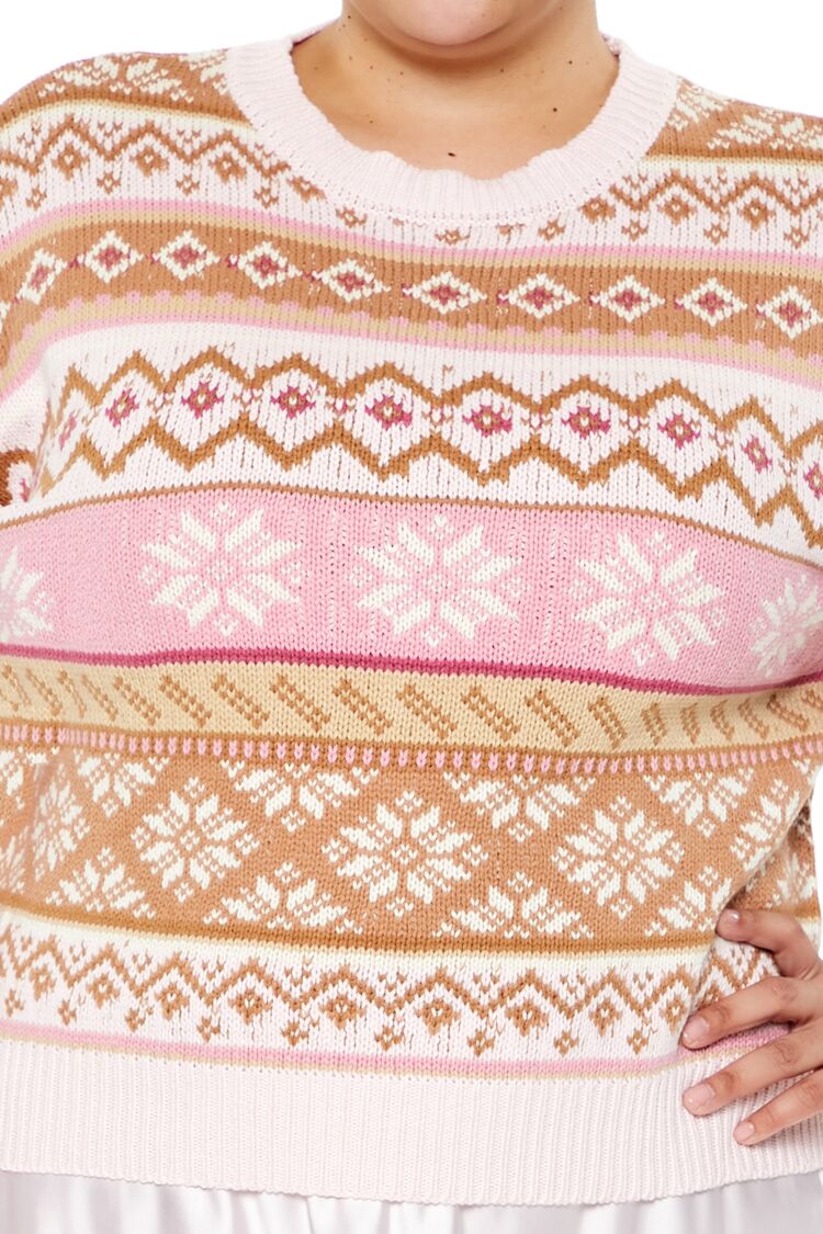 Plus Size Fair Isle Snowflake Cropped Sweater | Forever 21 US