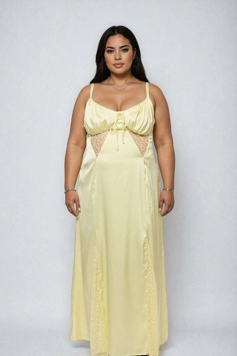 Plus Size Satin Lace Inset Maxi Dress | Forever 21 US