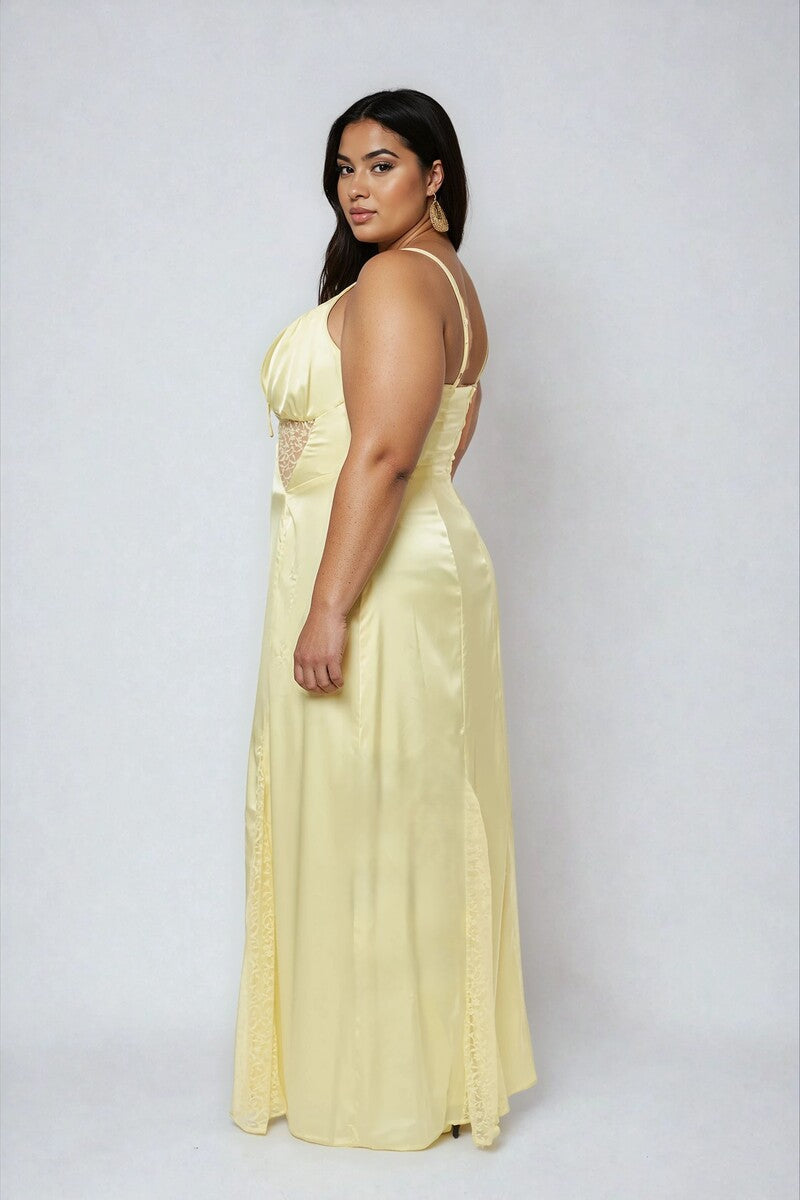 Plus Size Satin Lace Inset Maxi Dress | Forever 21 US