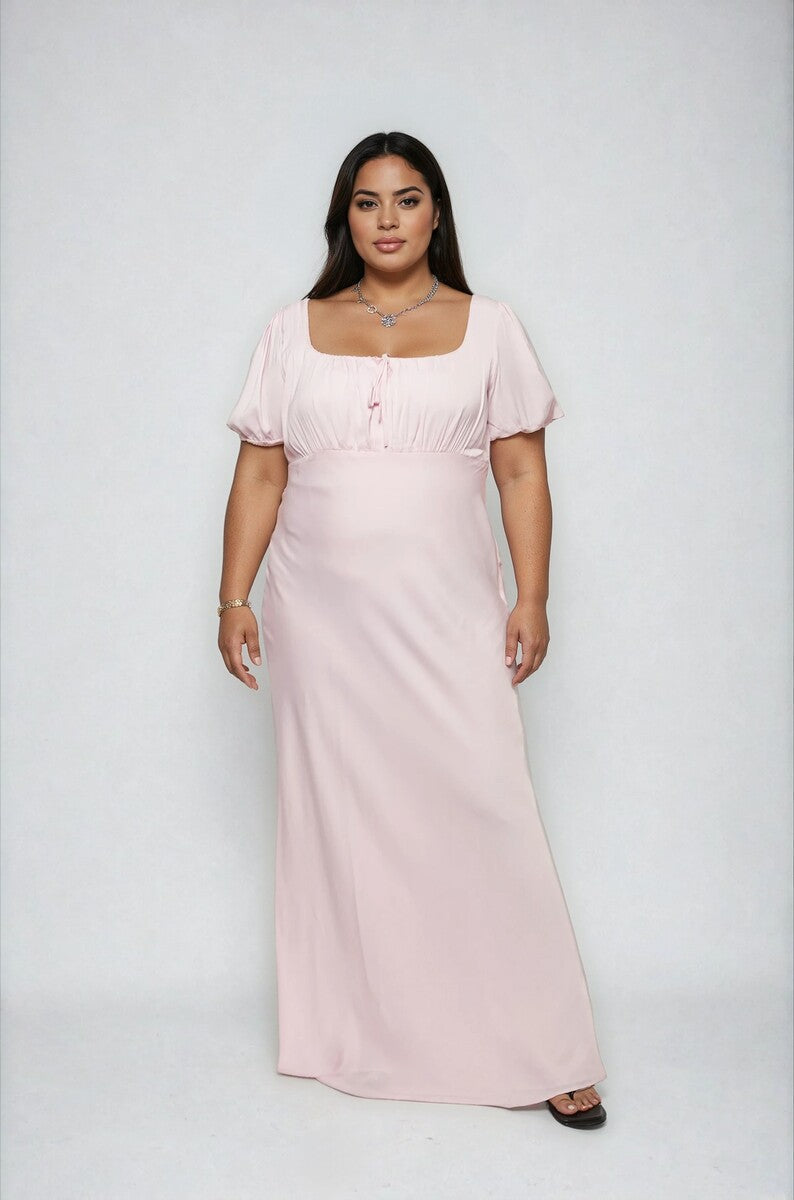 Plus Size Satin Puff-Sleeve Maxi Dress | Forever 21 discount