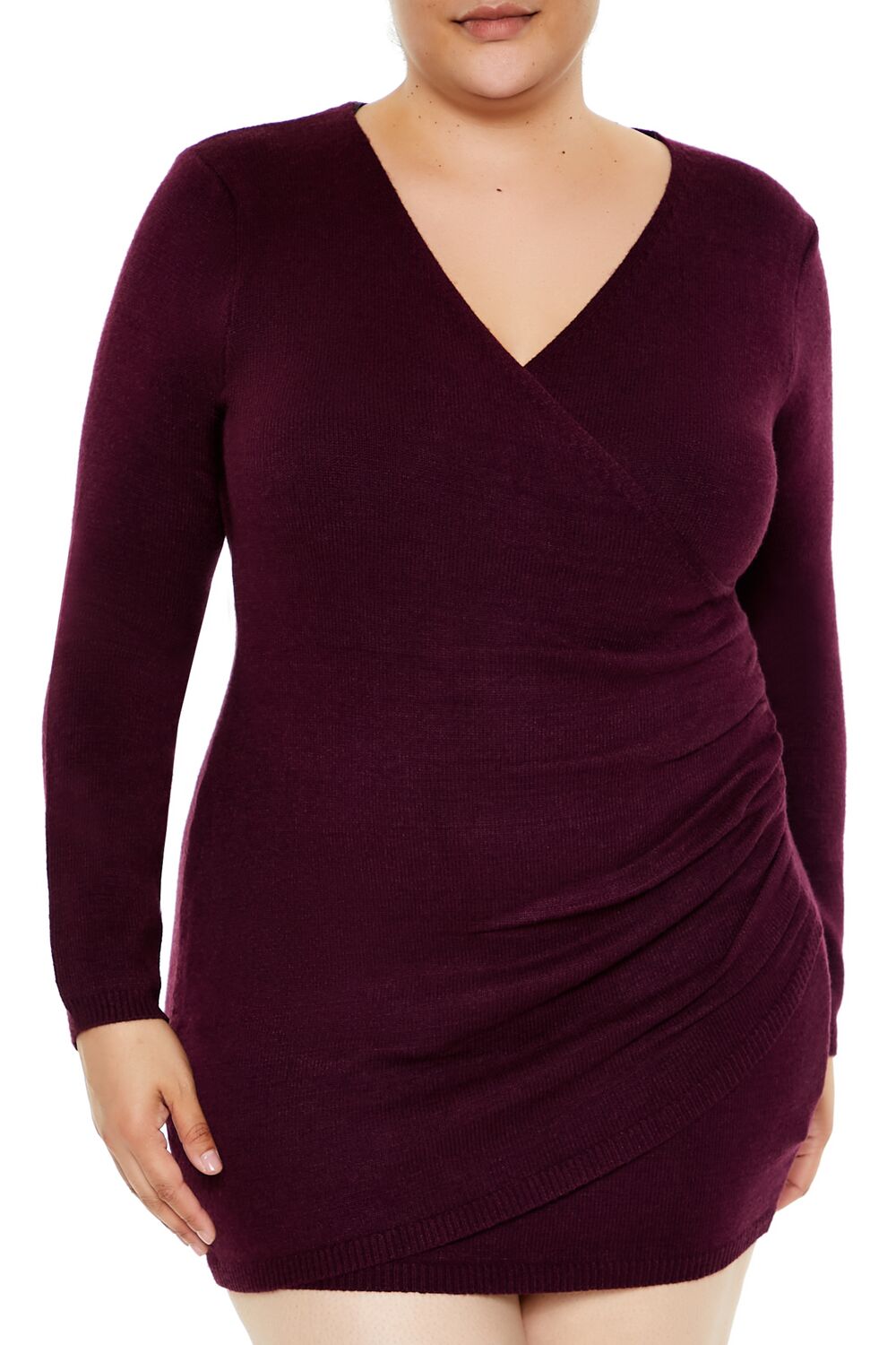 Plus Size Surplice Mini Sweater Dress | Forever 21 on sale