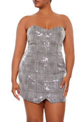 Plus Size Sequin Plaid Mini Tube Dress | Forever 21 online