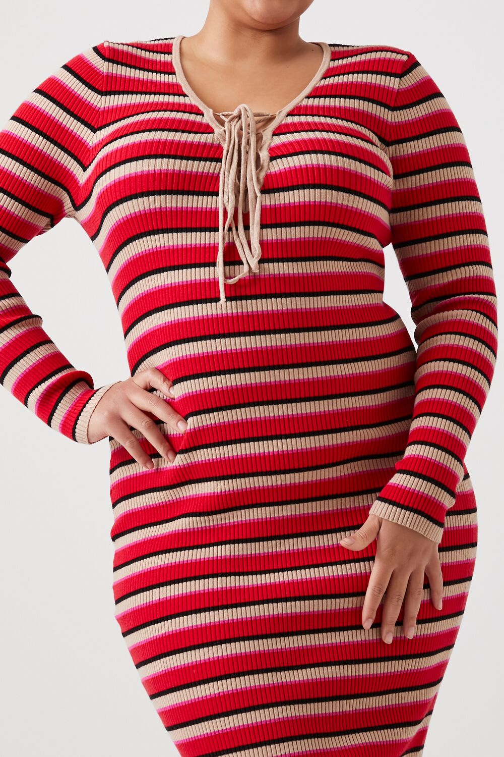 Plus Size Striped Lace-Up Sweater Dress | Forever 21 near me