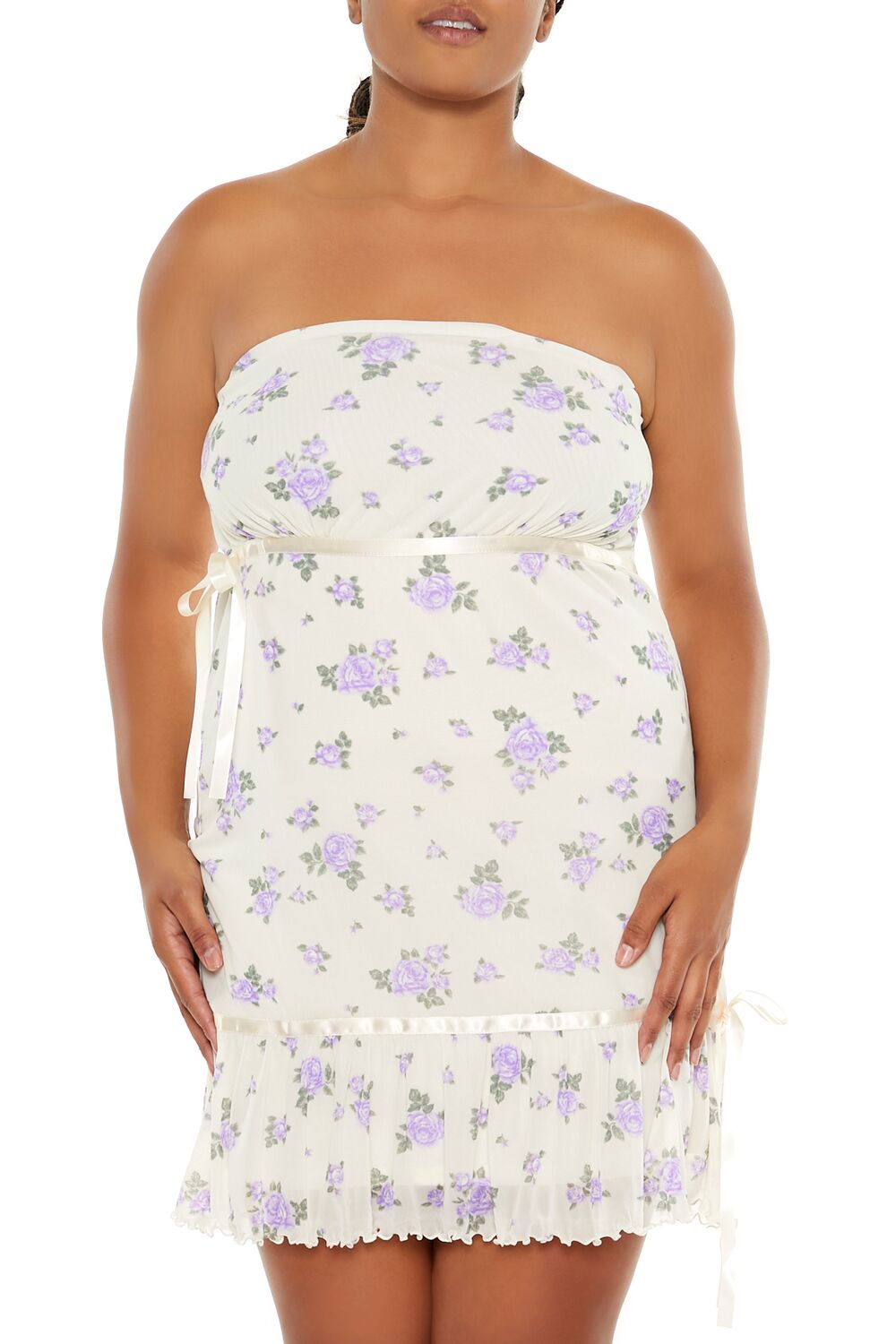 Plus Size Floral Bow Tube Mini Dress | Forever 21 US