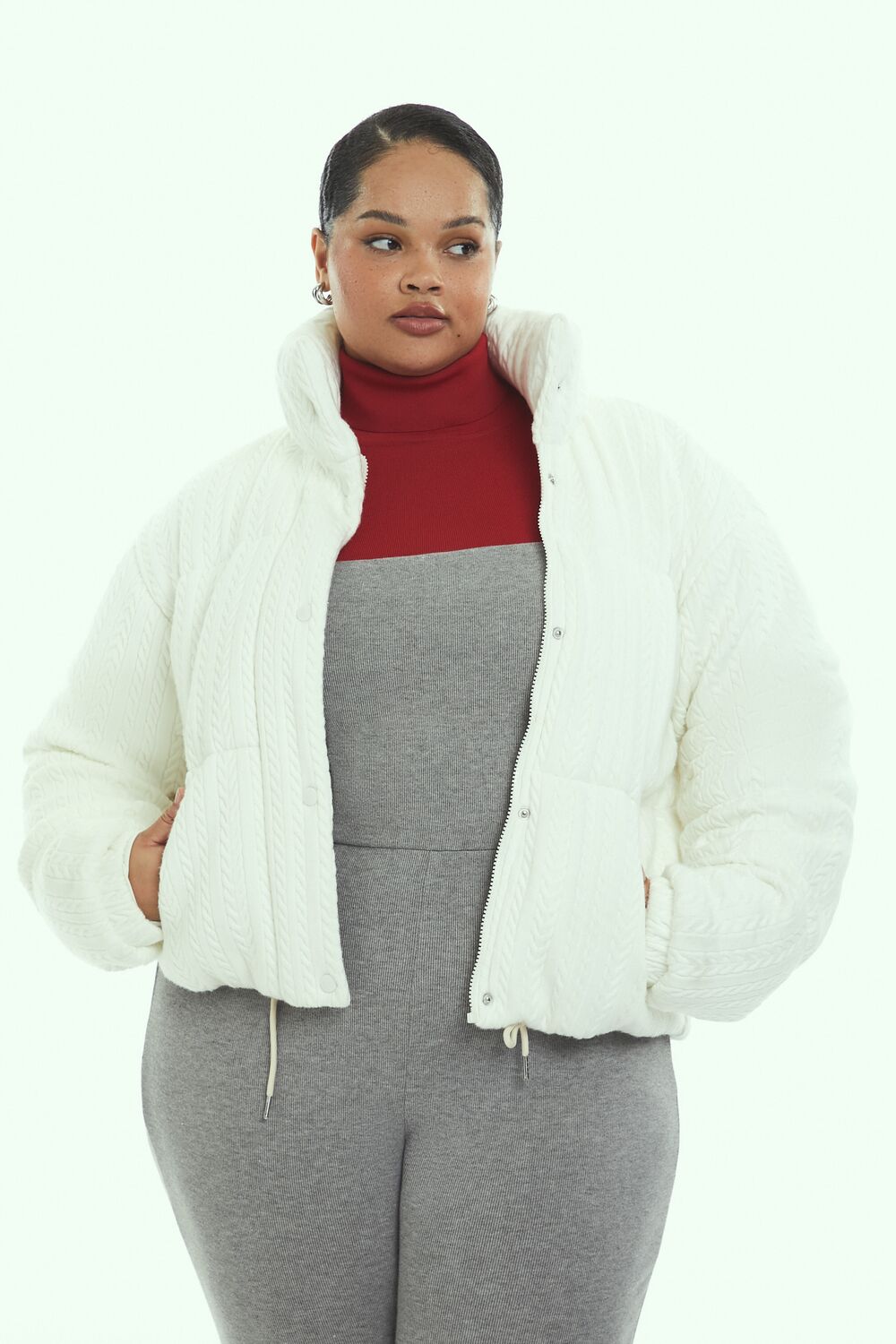 Plus Size Cable Knit Puffer Jacket | Forever 21 discount