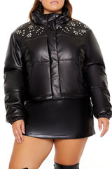 Plus Size Faux Leather Puffer Jacket | Forever 21 outlet