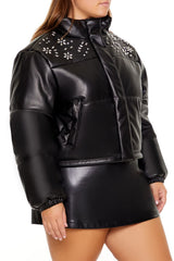 Plus Size Faux Leather Puffer Jacket | Forever 21 outlet