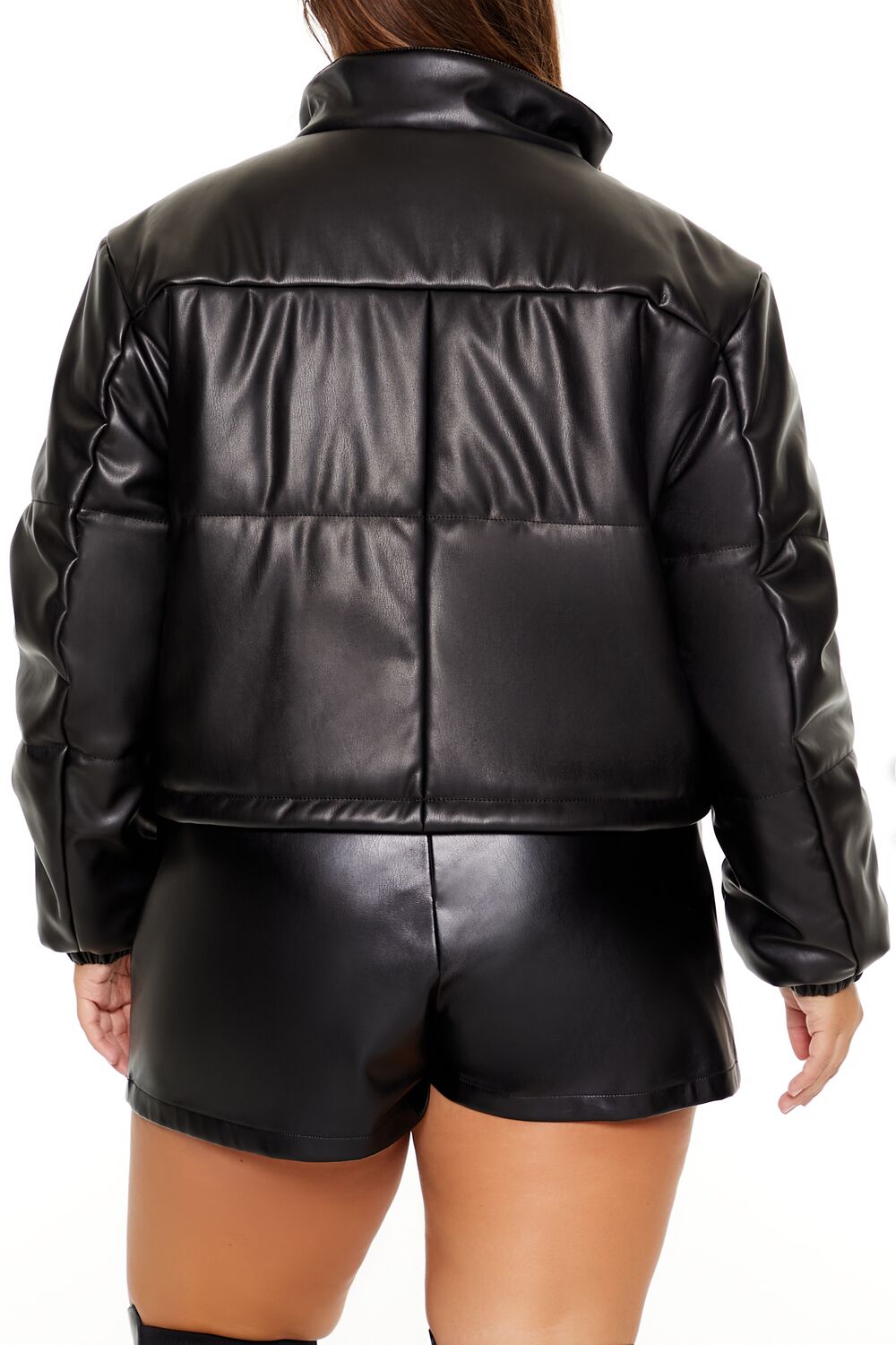 Plus Size Faux Leather Puffer Jacket | Forever 21 outlet