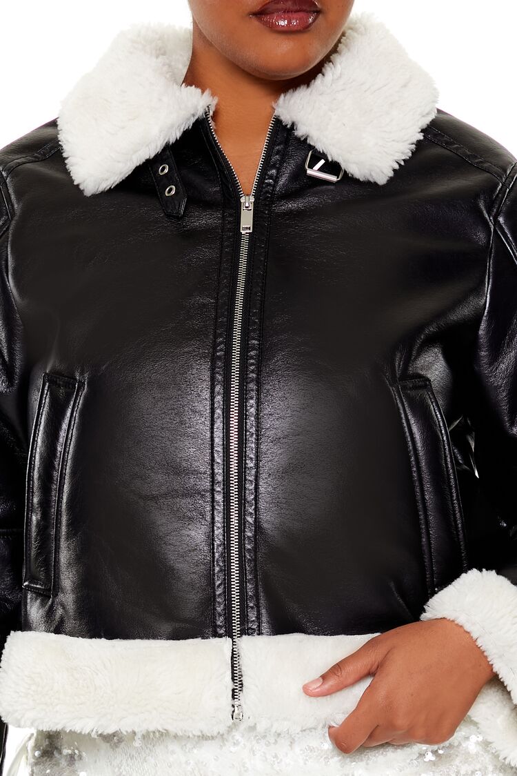 Plus Size Faux Shearling Aviator Jacket | Forever 21 online