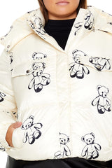 Plus Size Teddy Bear Print Puffer Jacket | Forever 21 near me