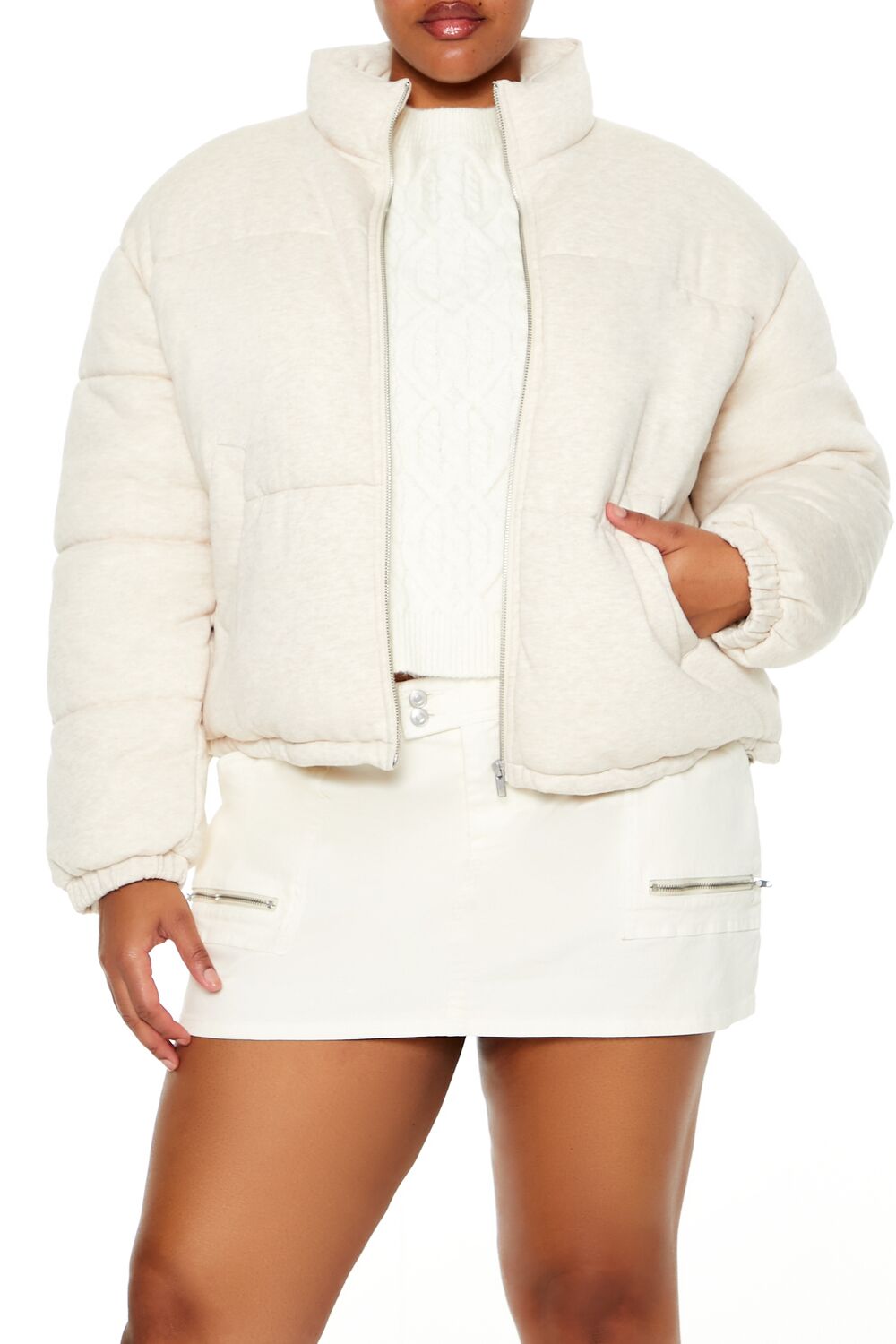 Plus Size Quilted French Terry Puffer Jacket | Forever 21 sale