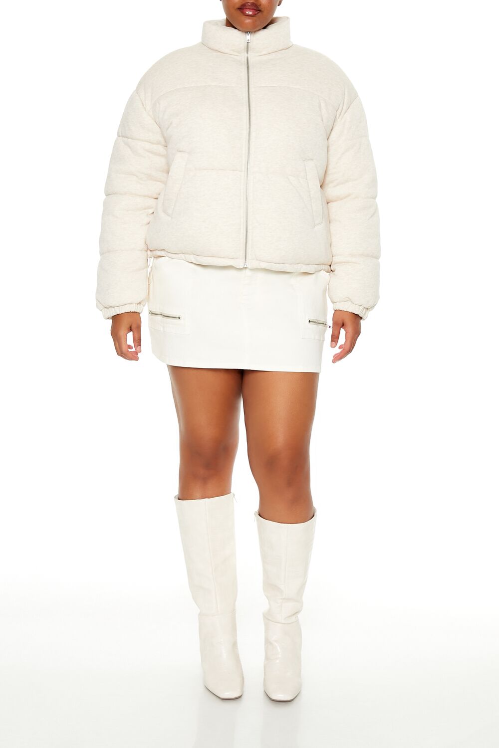 Plus Size Quilted French Terry Puffer Jacket | Forever 21 sale