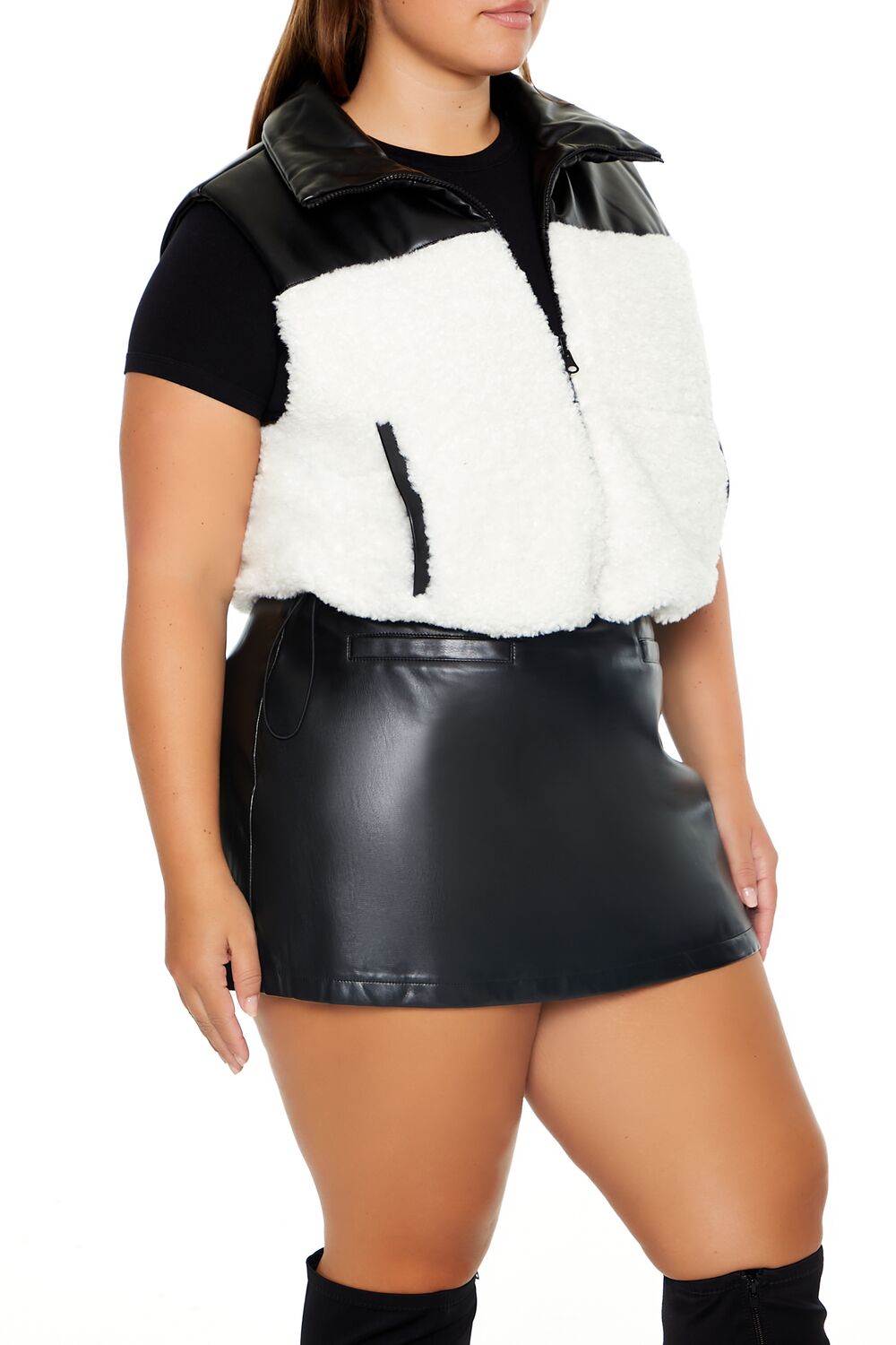 Plus Size Faux Shearling & Leather Vest | Forever 21 discount