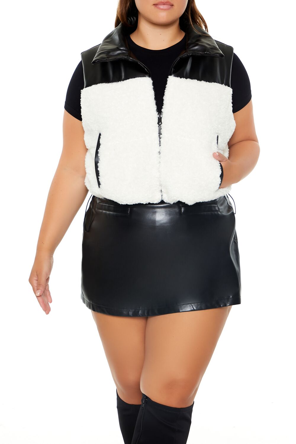 Plus Size Faux Shearling & Leather Vest | Forever 21 discount