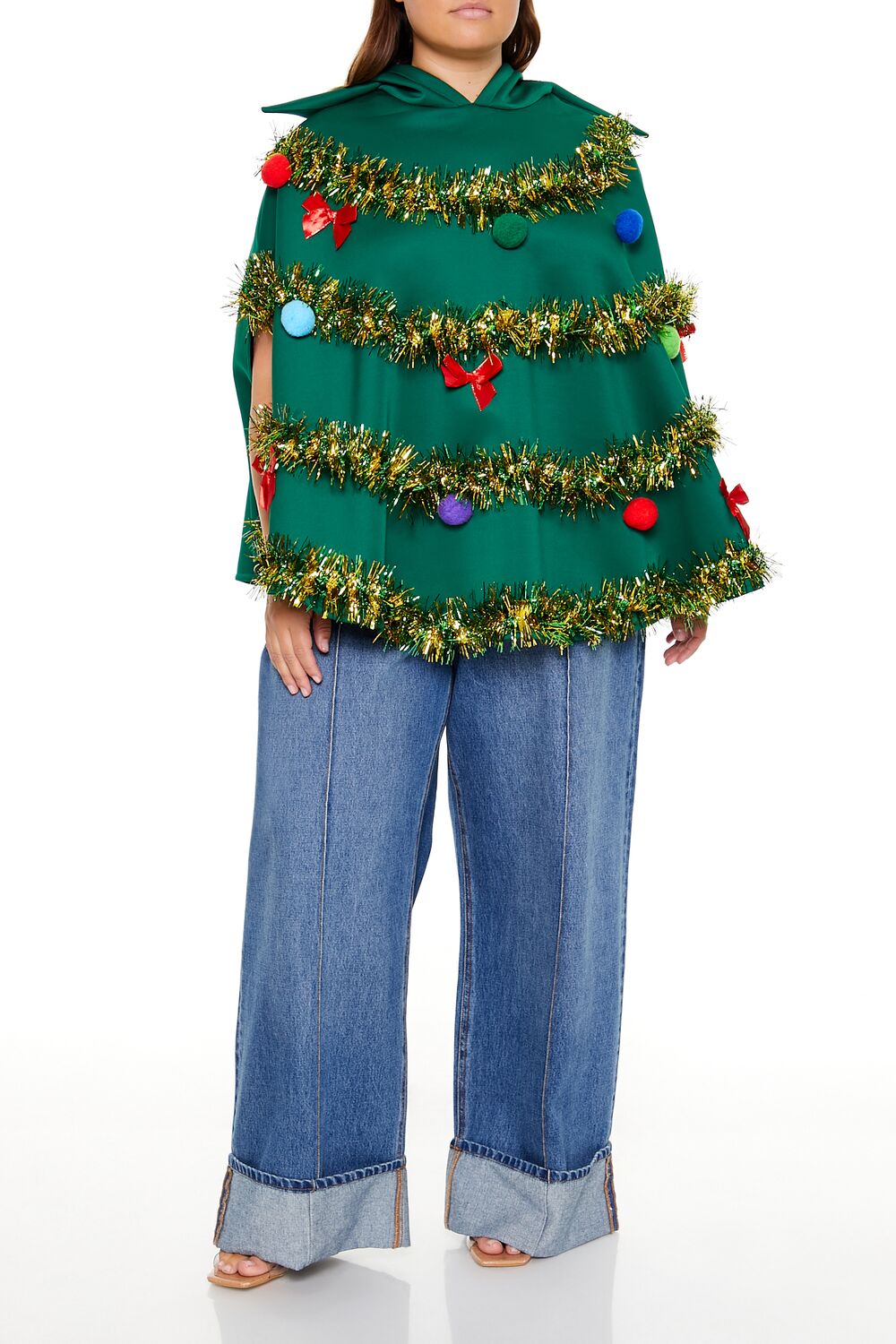 Plus Size Christmas Tree Poncho | Forever 21 on sale