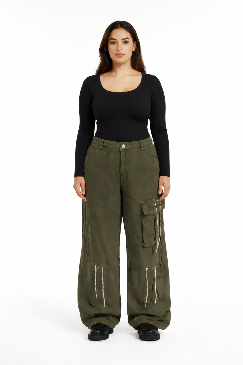 Plus Size Glitter-Accent Wide-Leg Cargo Pants | Forever 21 discount