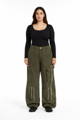 Plus Size Glitter-Accent Wide-Leg Cargo Pants | Forever 21 discount