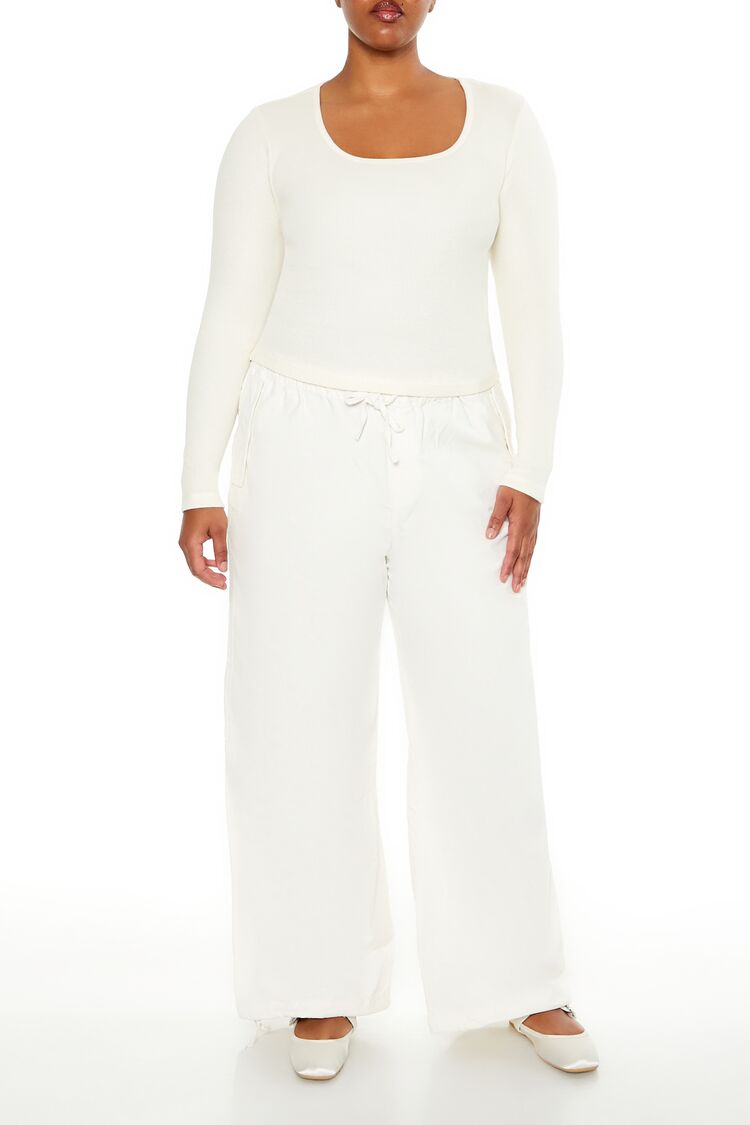 Plus Size Velvet Wide-Leg Drawstring Joggers | Forever 21 US