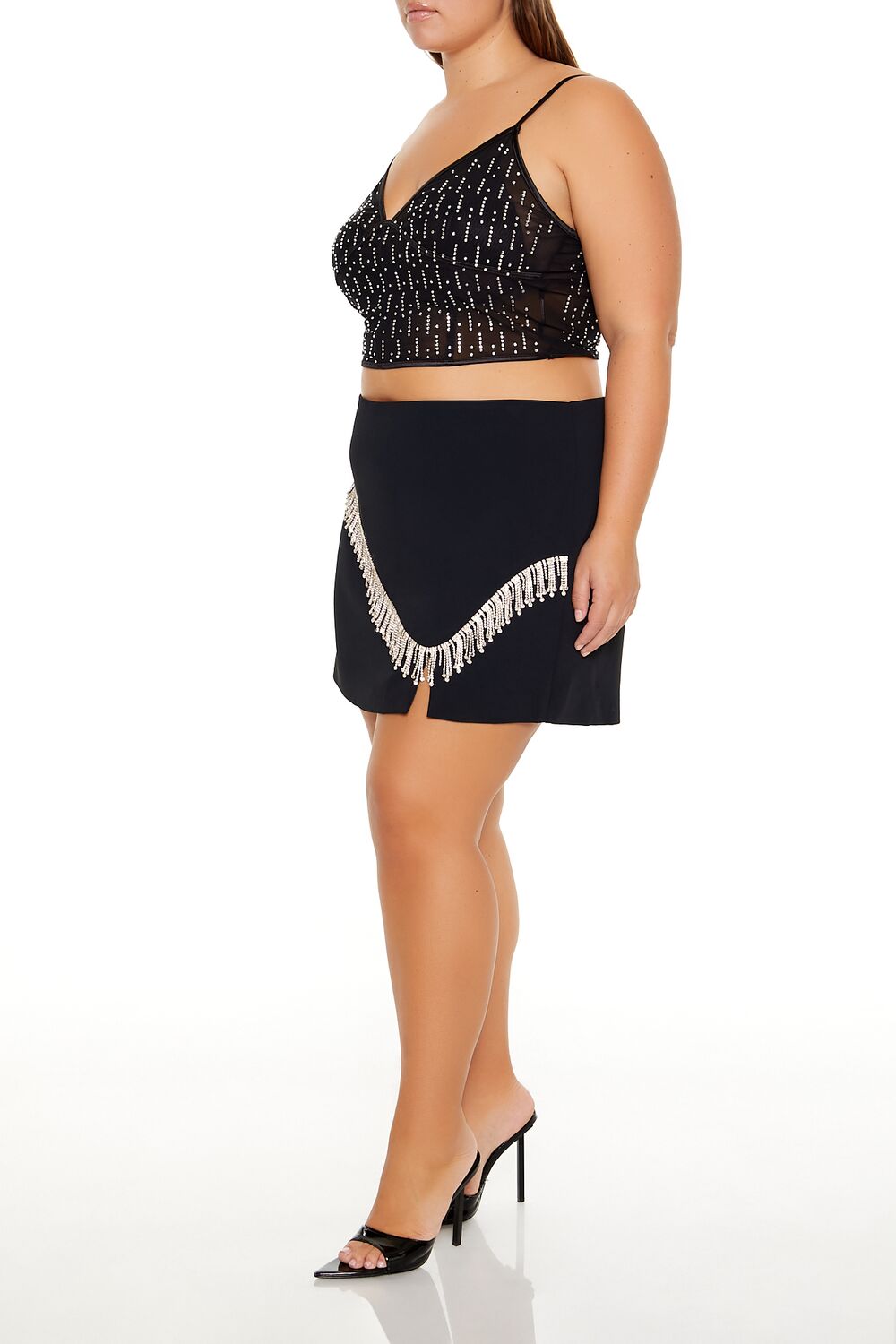 Plus Size Rhinestone-Fringe Mini Skirt | Forever 21 on sale