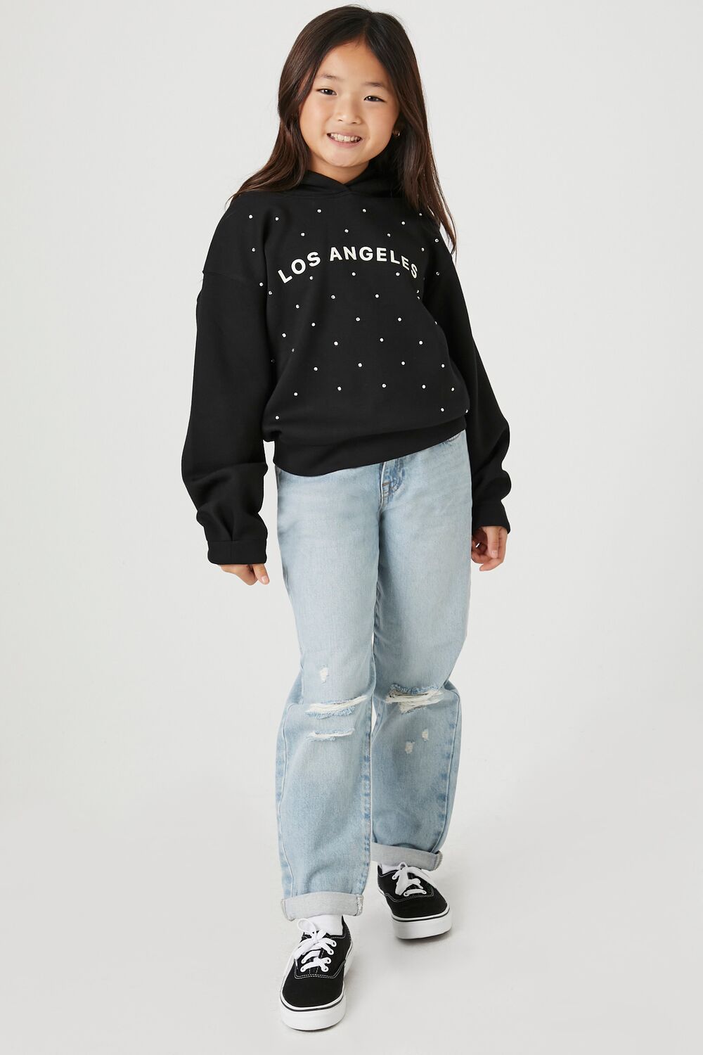 Girls Rhinestone Los Angeles Hoodie (Kids) | Forever 21 discount