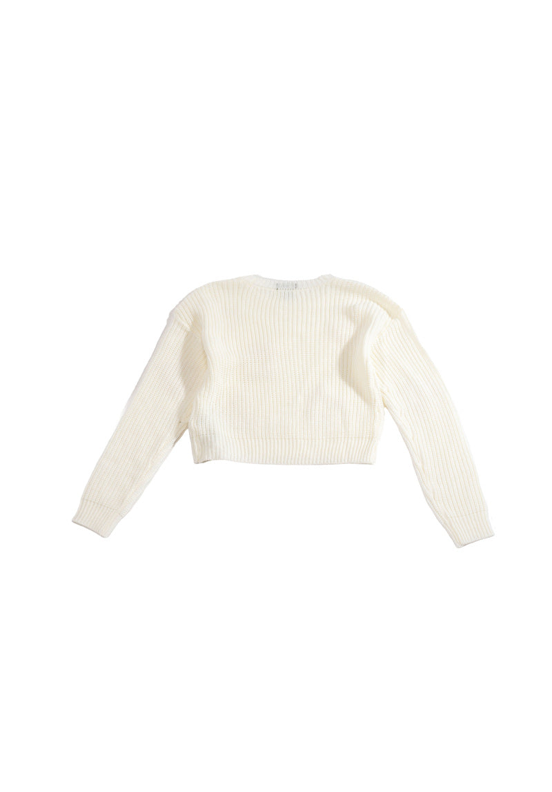 Girls Cropped Heart Knit Sweater | Forever 21 US