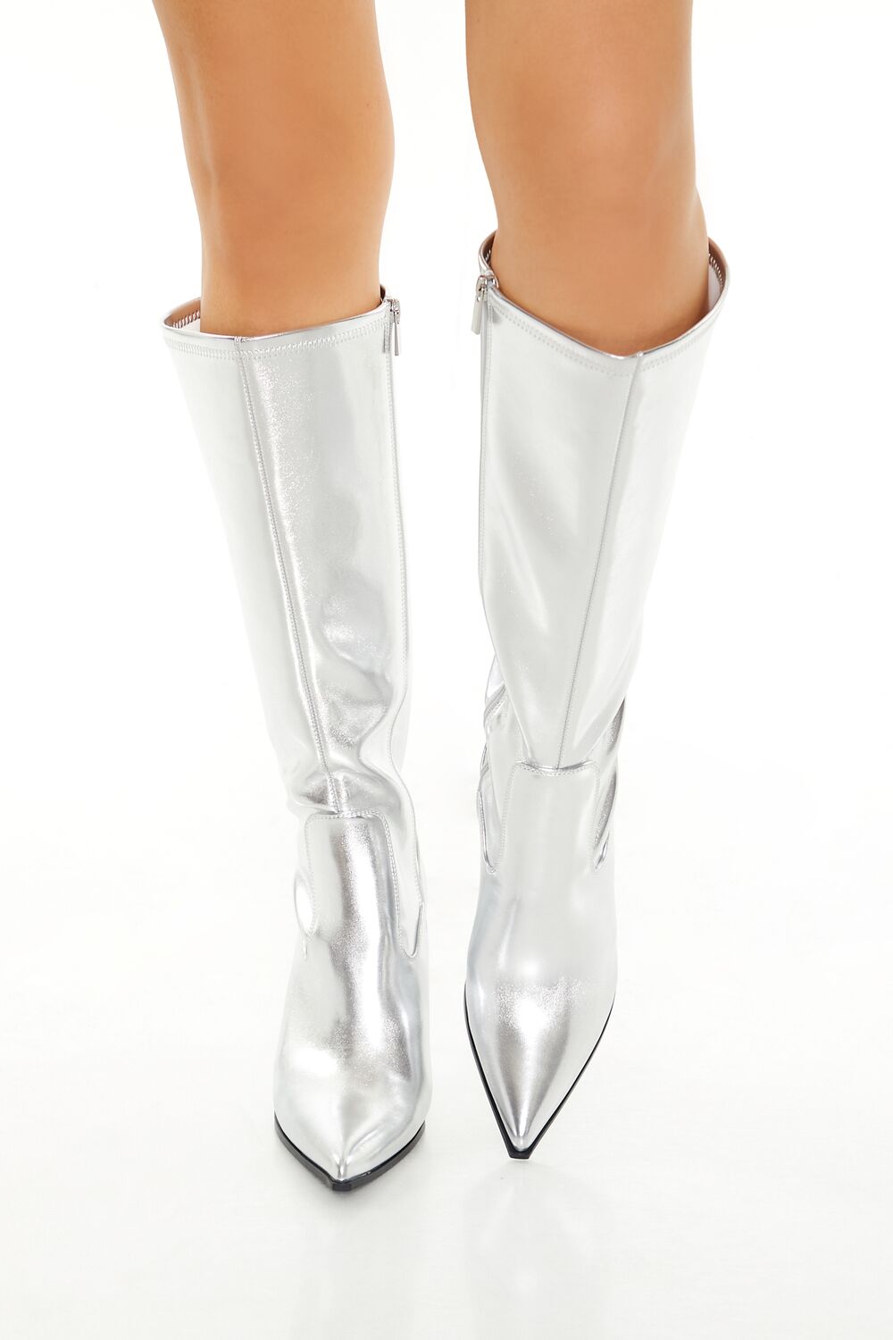 Metallic Knee-High Stiletto Heels | Forever 21 discount