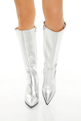 Metallic Knee-High Stiletto Heels | Forever 21 discount