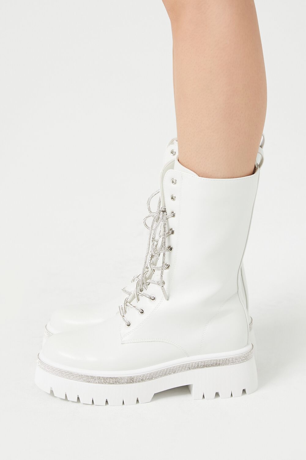 Rhinestone-Trim Combat Boots | Forever 21 online