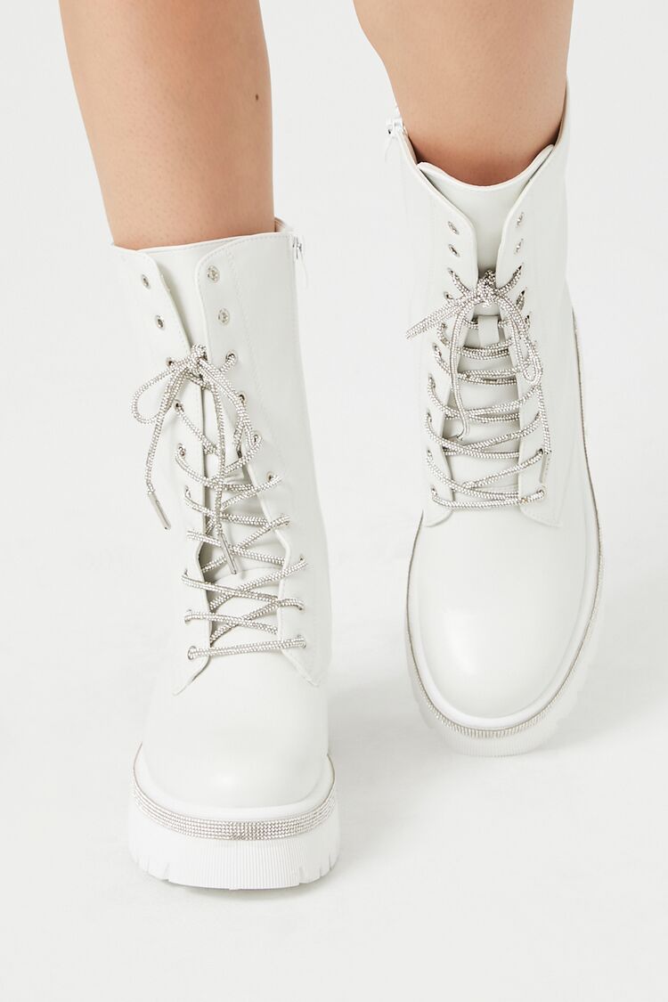 Rhinestone-Trim Combat Boots | Forever 21 online