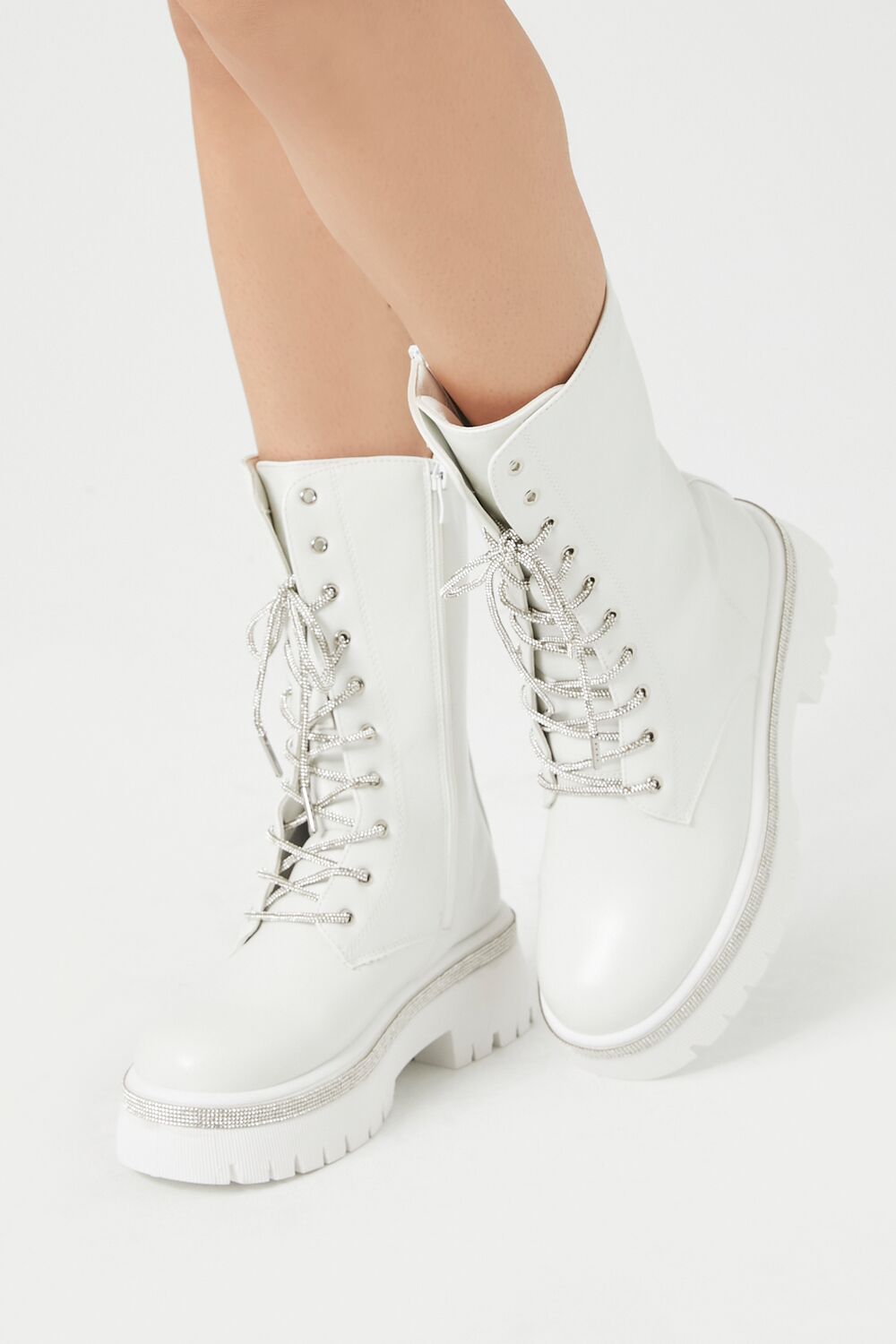 Rhinestone-Trim Combat Boots | Forever 21 online