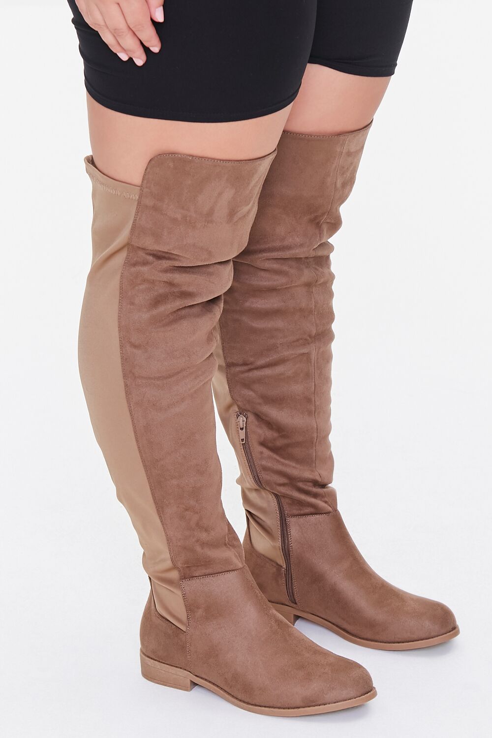 Thigh-High Faux Suede Boots (Wide) | Forever 21 near me