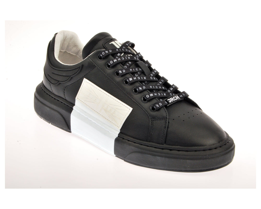 Black and White Leather Logo Low Top Sneakers | Forever 21 near me