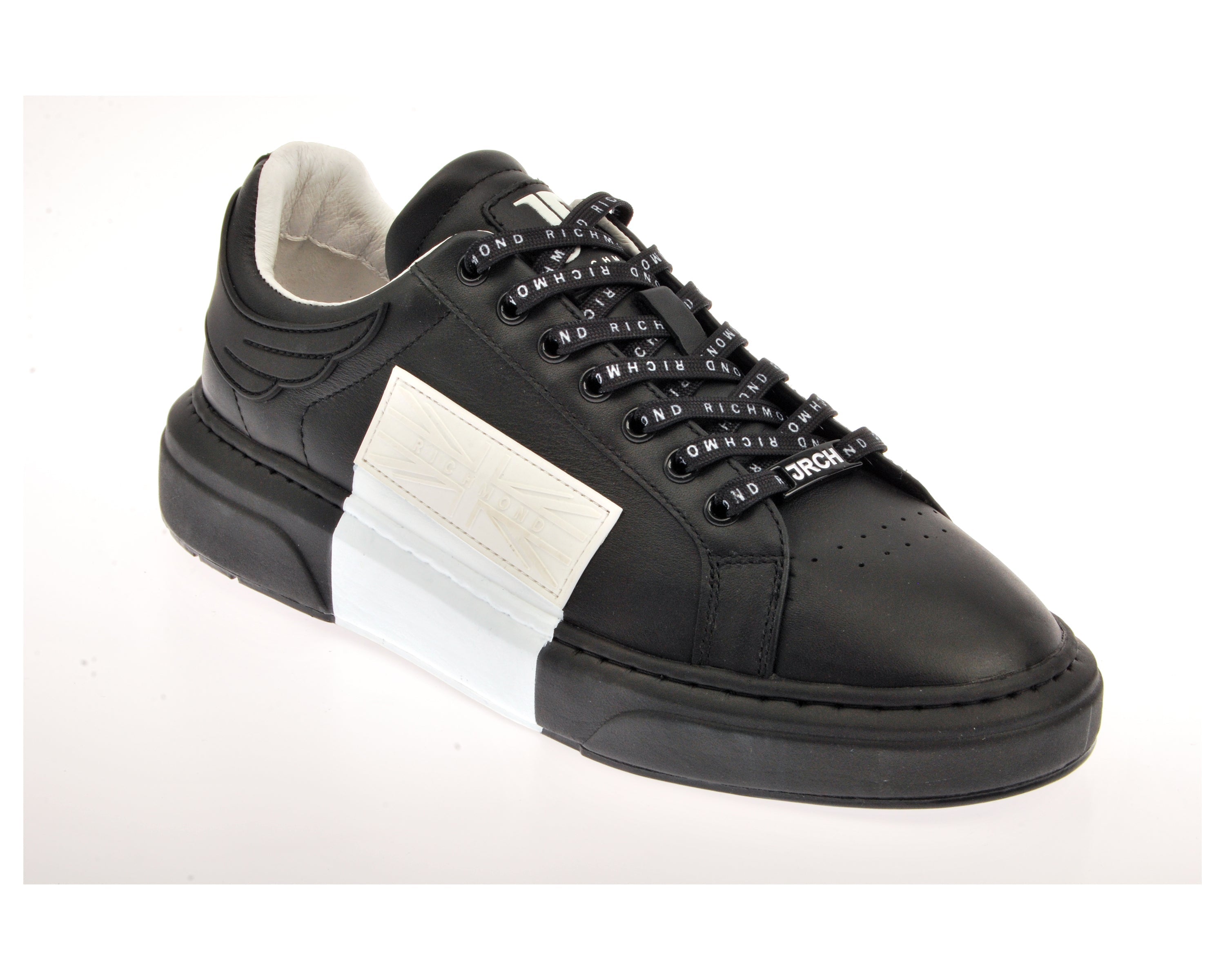 Black and White Leather Logo Low Top Sneakers | Forever 21 near me