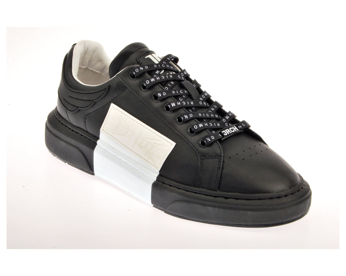 Black and White Leather Logo Low Top Sneakers | Forever 21 near me