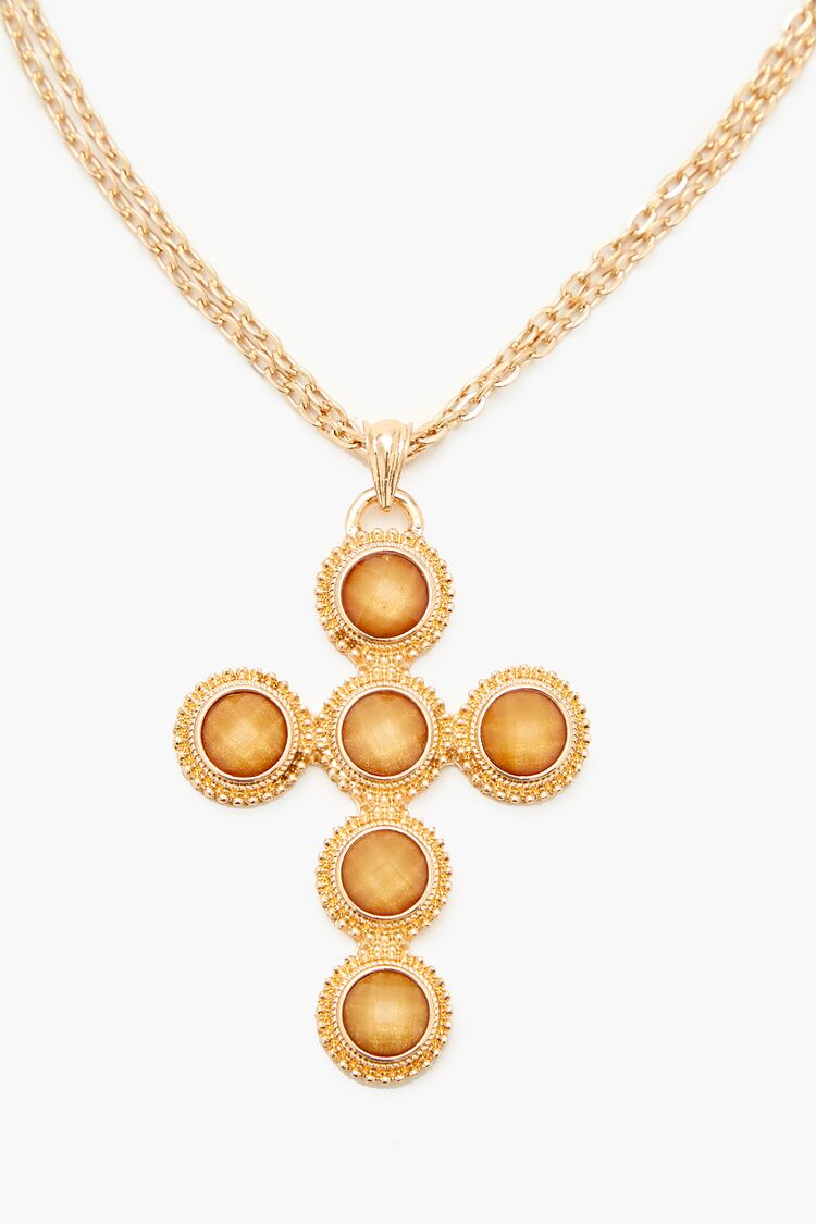 Layered Faux Gem Cross Necklace | Forever 21 outlet