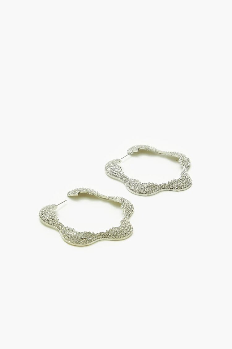 Rhinestone Floral Hoop Earrings | Forever 21 online