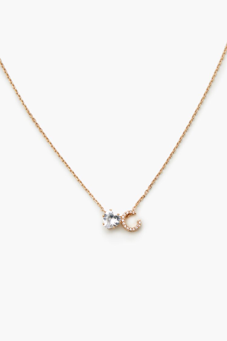 Faux Gem Initial Charm Necklace | Forever 21 on sale