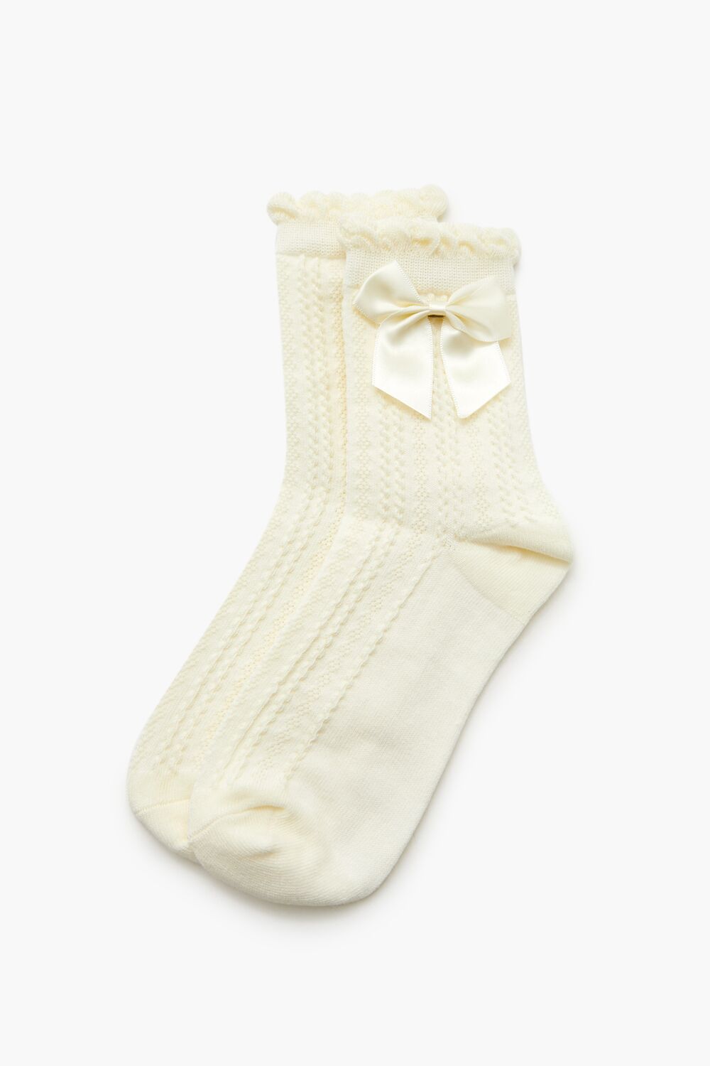 Bow Cable Knit Crew Socks | Forever 21 sale