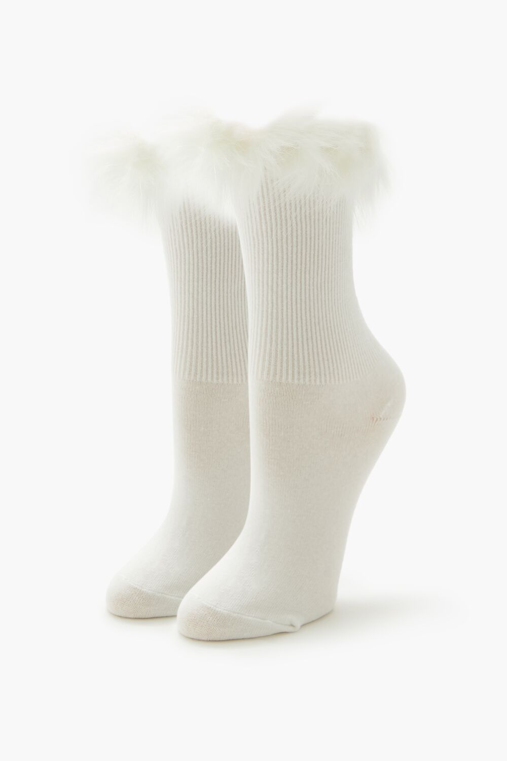 Faux Fur-Trim Crew Socks | Forever 21 discount